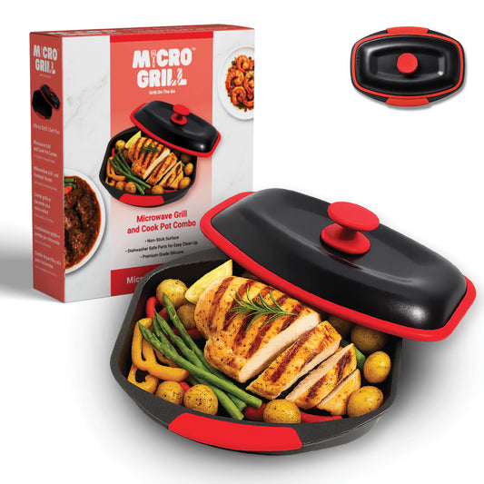 Micro Grill Chef Pot™ Microwave Cooking Pot – Versatile Microwave Food Cooker with Lid – Microwave Safe Steamer & Soup Pot – BPA-Free, Dishwasher Safe, Ideal for Fast Meals & Healthy Cooking