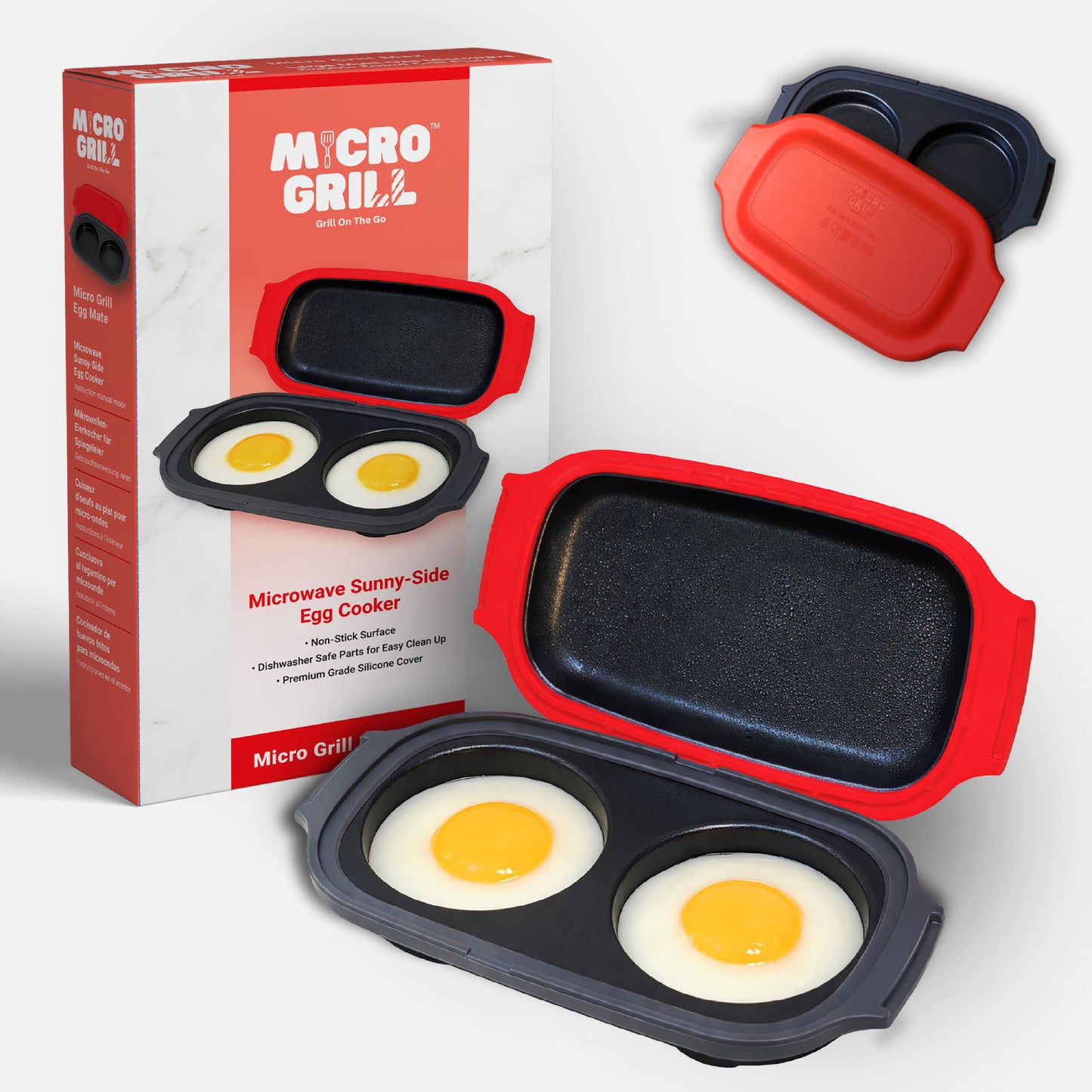 Micro Grill Egg Mate™ Microwave Egg Cooker – 2-Egg Sunny Side Up Maker with Steam Vent Lid – Fast Breakfast Sandwich Egg Mold – BPA-Free, Dishwasher Safe