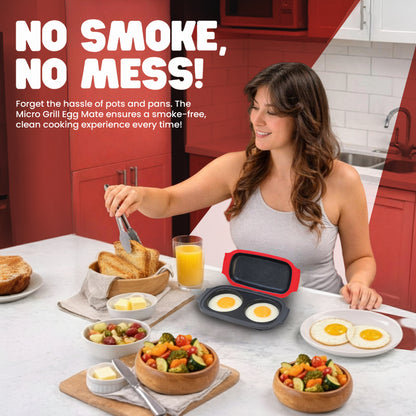 Micro Grill Egg Mate™ Microwave Egg Cooker – 2-Egg Sunny Side Up Maker with Steam Vent Lid – Fast Breakfast Sandwich Egg Mold – BPA-Free, Dishwasher Safe