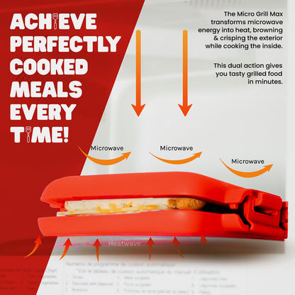 Micro Grill Max™ Microwave Grill & Sandwich Maker – Large Microwave Grilling Pot for Paninis, Steaks & Fillets – Microwave Safe, BPA-Free, Dishwasher Safe – Bigger Size for Large Breads & Meals