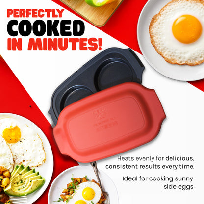 Micro Grill Egg Mate™ Microwave Egg Cooker – 2-Egg Sunny Side Up Maker with Steam Vent Lid – Fast Breakfast Sandwich Egg Mold – BPA-Free, Dishwasher Safe