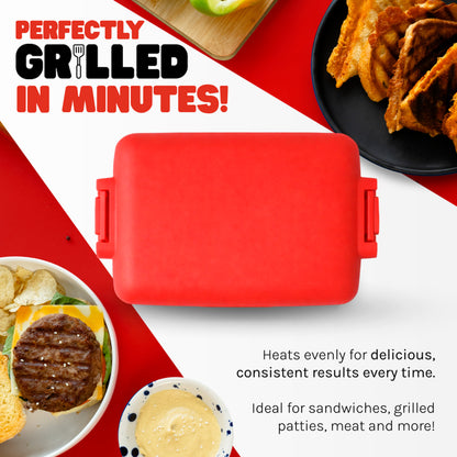 Micro Grill Max™ Microwave Grill & Sandwich Maker – Large Microwave Grilling Pot for Paninis, Steaks & Fillets – Microwave Safe, BPA-Free, Dishwasher Safe – Bigger Size for Large Breads & Meals