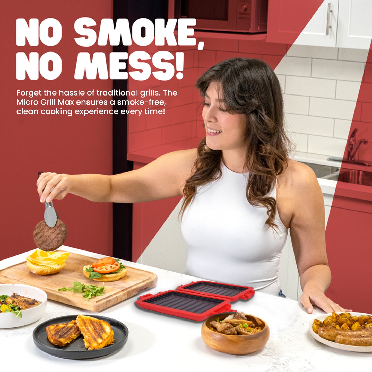 Micro Grill Max™ Microwave Grill & Sandwich Maker – Large Microwave Grilling Pot for Paninis, Steaks & Fillets – Microwave Safe, BPA-Free, Dishwasher Safe – Bigger Size for Large Breads & Meals