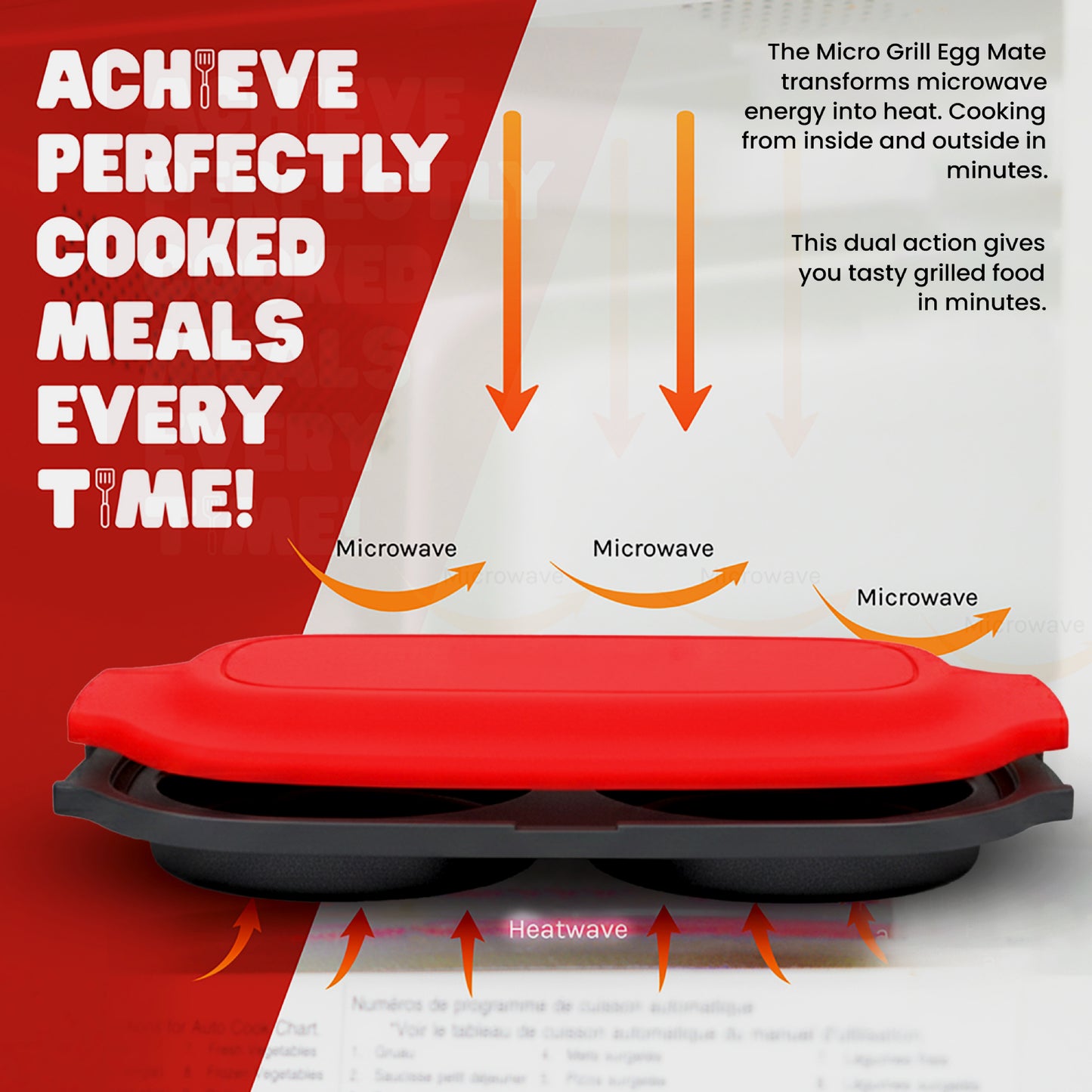 Micro Grill Egg Mate™ Microwave Egg Cooker – 2-Egg Sunny Side Up Maker with Steam Vent Lid – Fast Breakfast Sandwich Egg Mold – BPA-Free, Dishwasher Safe