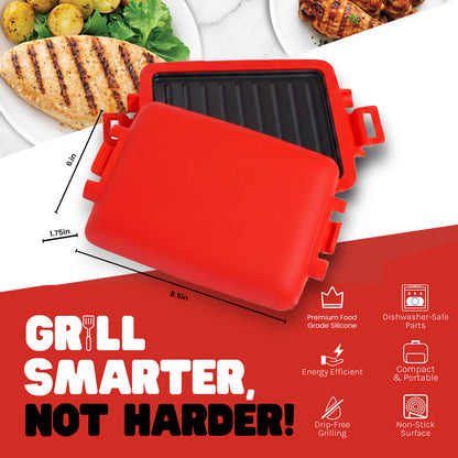 Micro Grill Max™ Microwave Grill & Sandwich Maker – Large Microwave Grilling Pot for Paninis, Steaks & Fillets – Microwave Safe, BPA-Free, Dishwasher Safe – Bigger Size for Large Breads & Meals